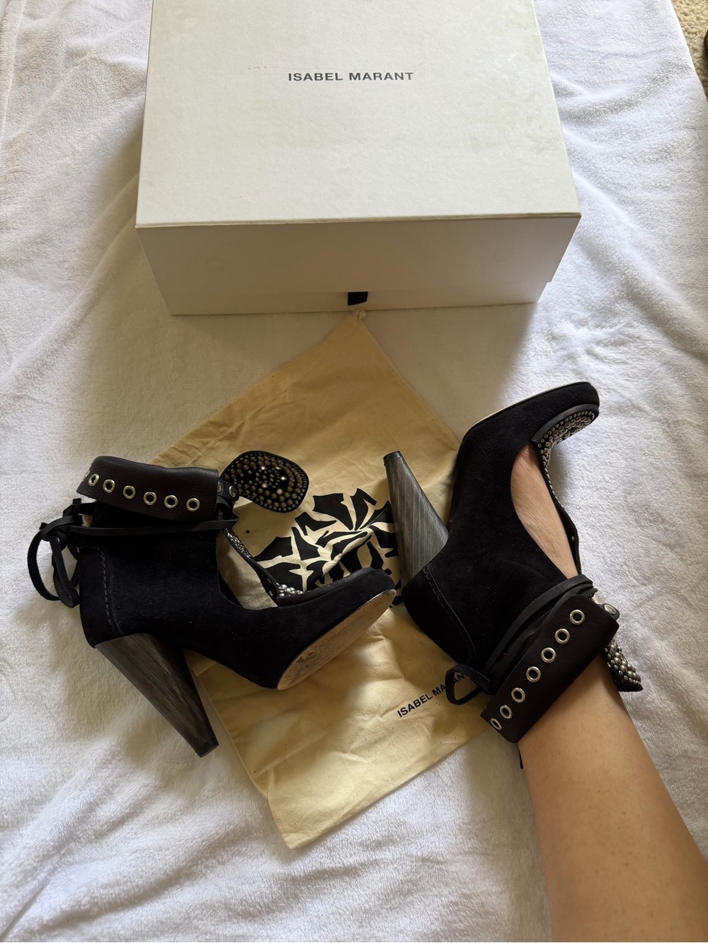 Rare Isabel Marant mossa studded high heel booties 36